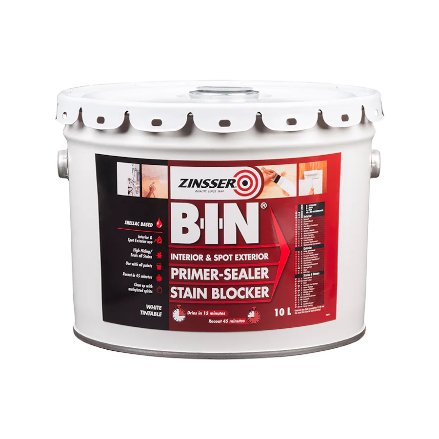 Zinsser B I N Shellac Based Primer Sealer Stain Killer 10L Zinsser B I N Shellac Based Primer Sealer Stain Killer 10L